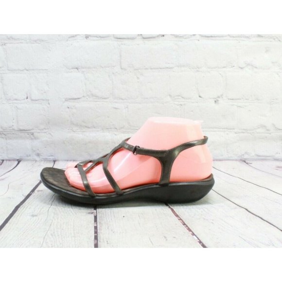 Privo by Clarks Brown Metallic Ankle Strap Low Wedge Sandals Size 8 M - Picture 2 of 9